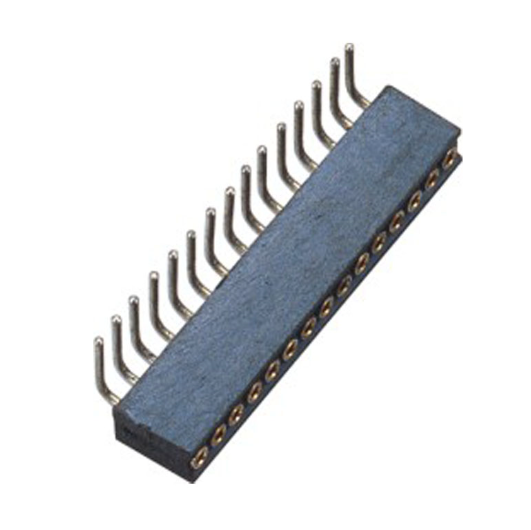 PH1.27mm Machined Female Header H=4.1 Single Row Right Angle Type